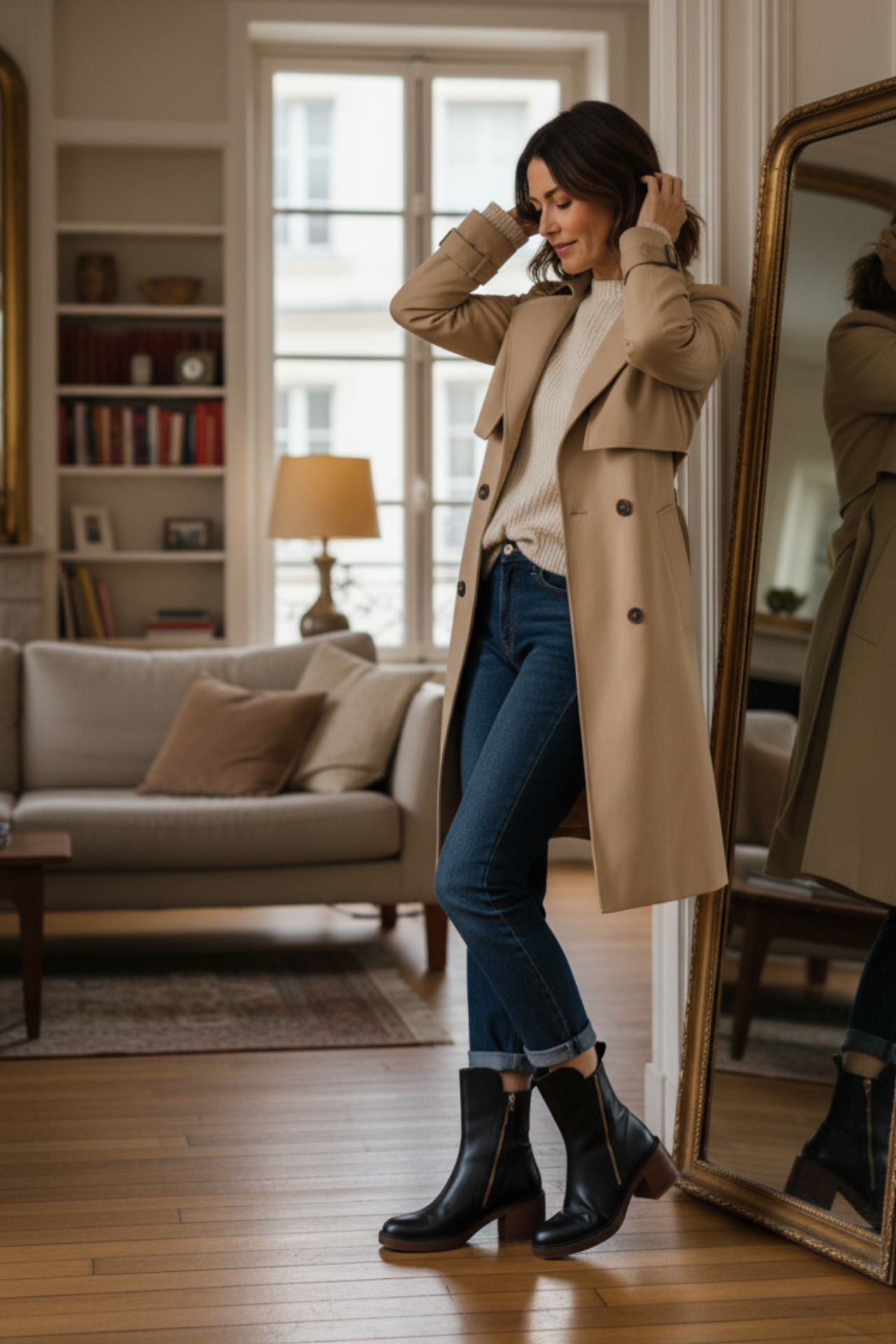 Sinclair™ | Black leather boots with a comfortable heel, elegant and timeless