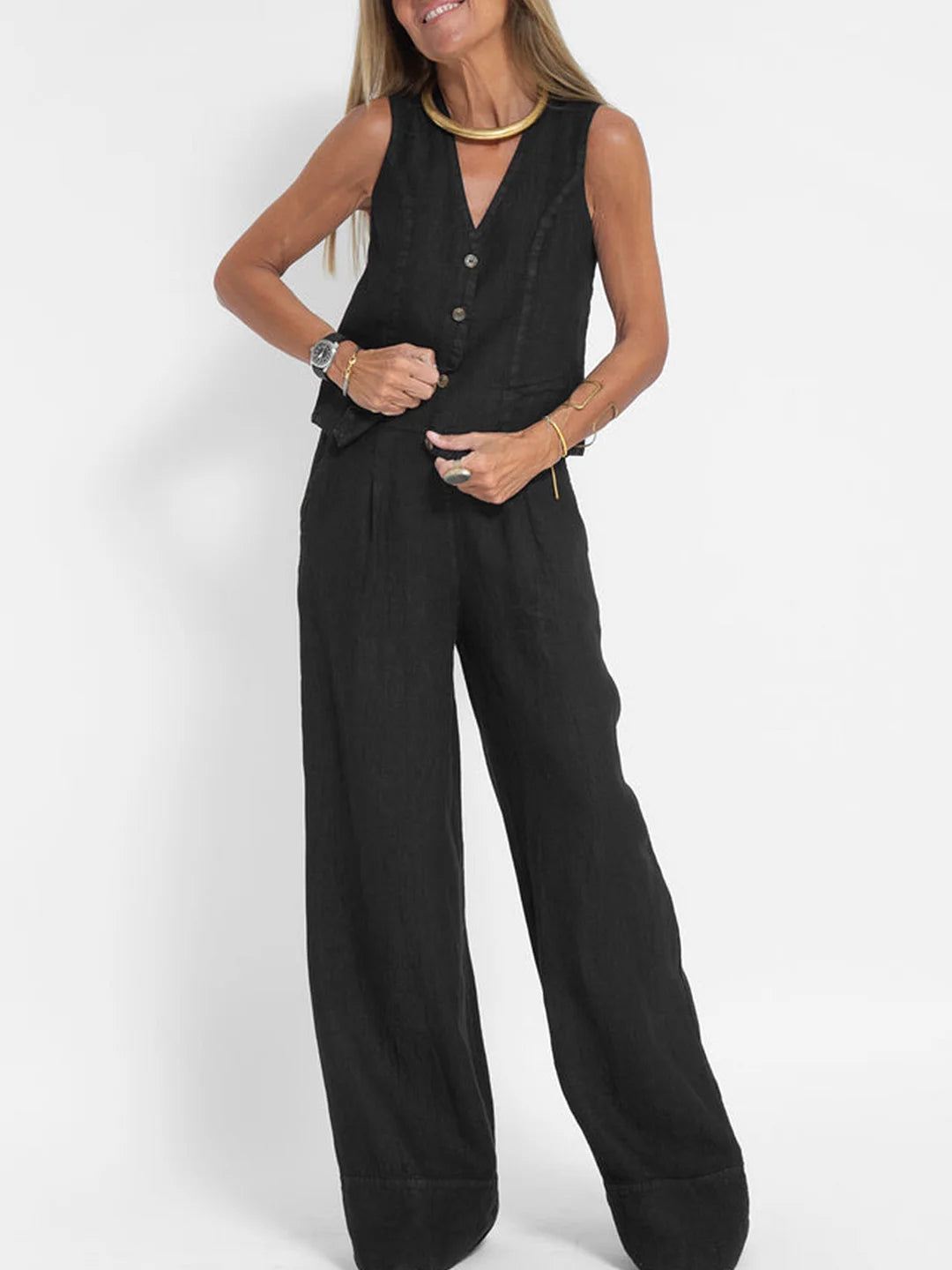 Sinclair™ | Buttoned Waistcoat and Wide Trousers