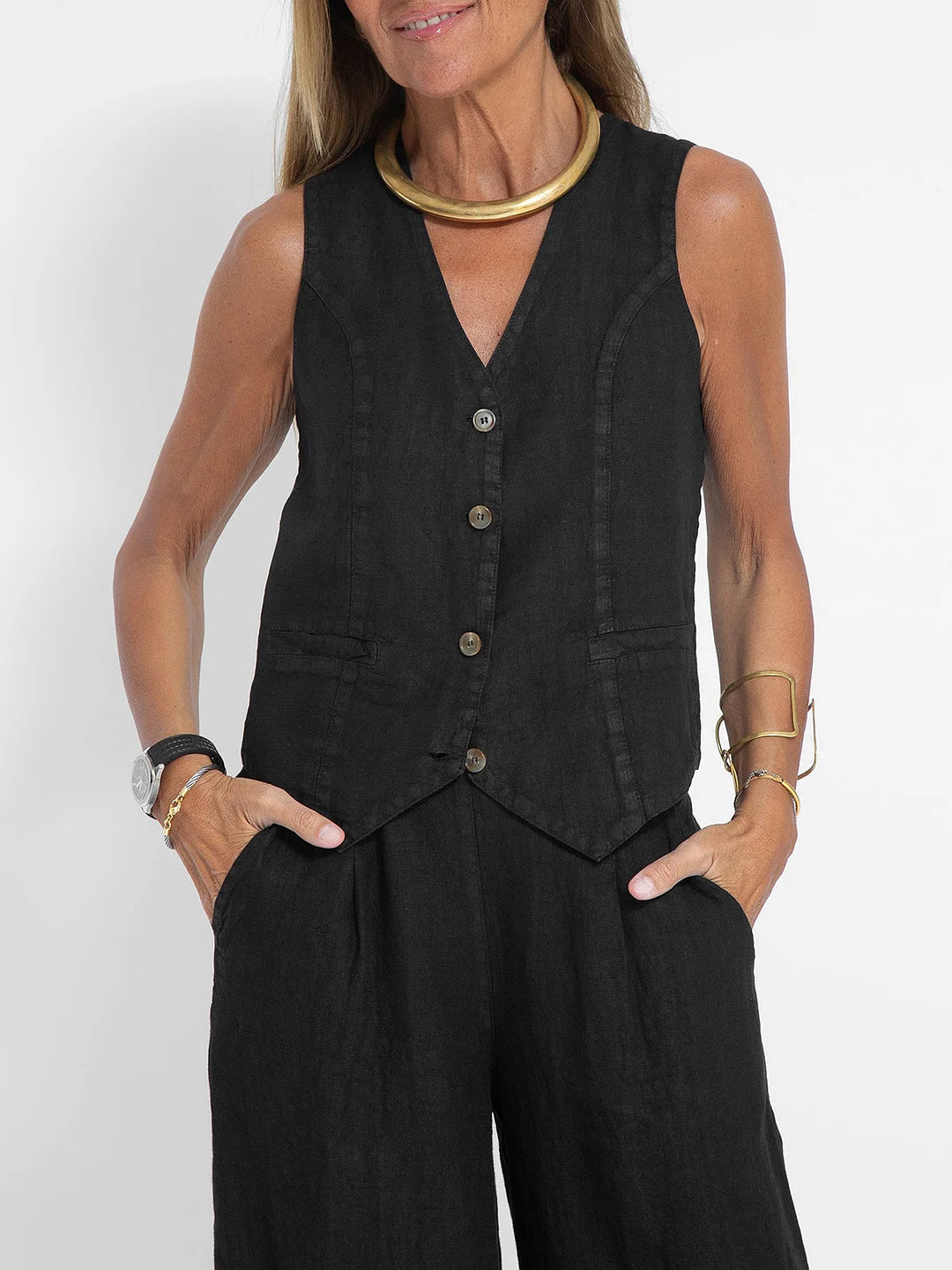 Sinclair™ | Buttoned Waistcoat and Wide Trousers