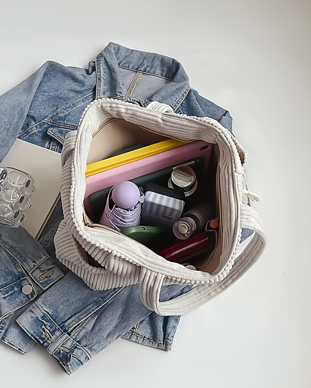 Sinclair™ | Ribbed Tote Bag with Cord Detail