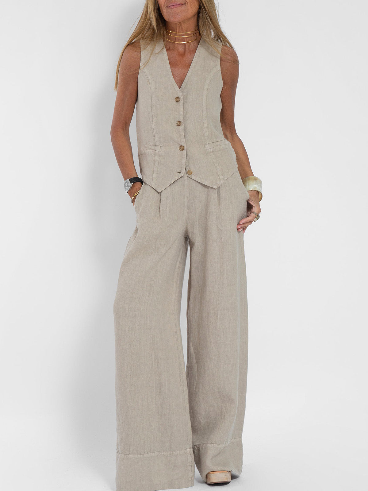 Sinclair™ | Buttoned Waistcoat and Wide Trousers