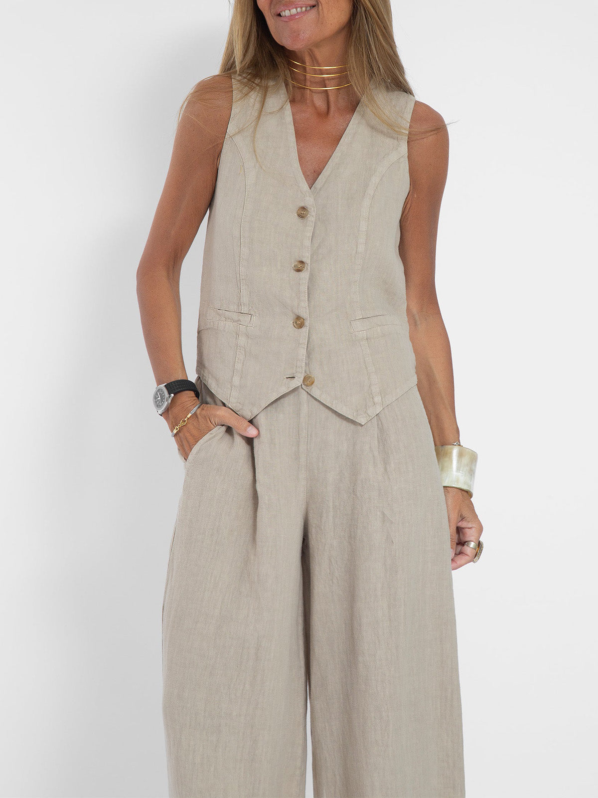 Sinclair™ | Buttoned Waistcoat and Wide Trousers