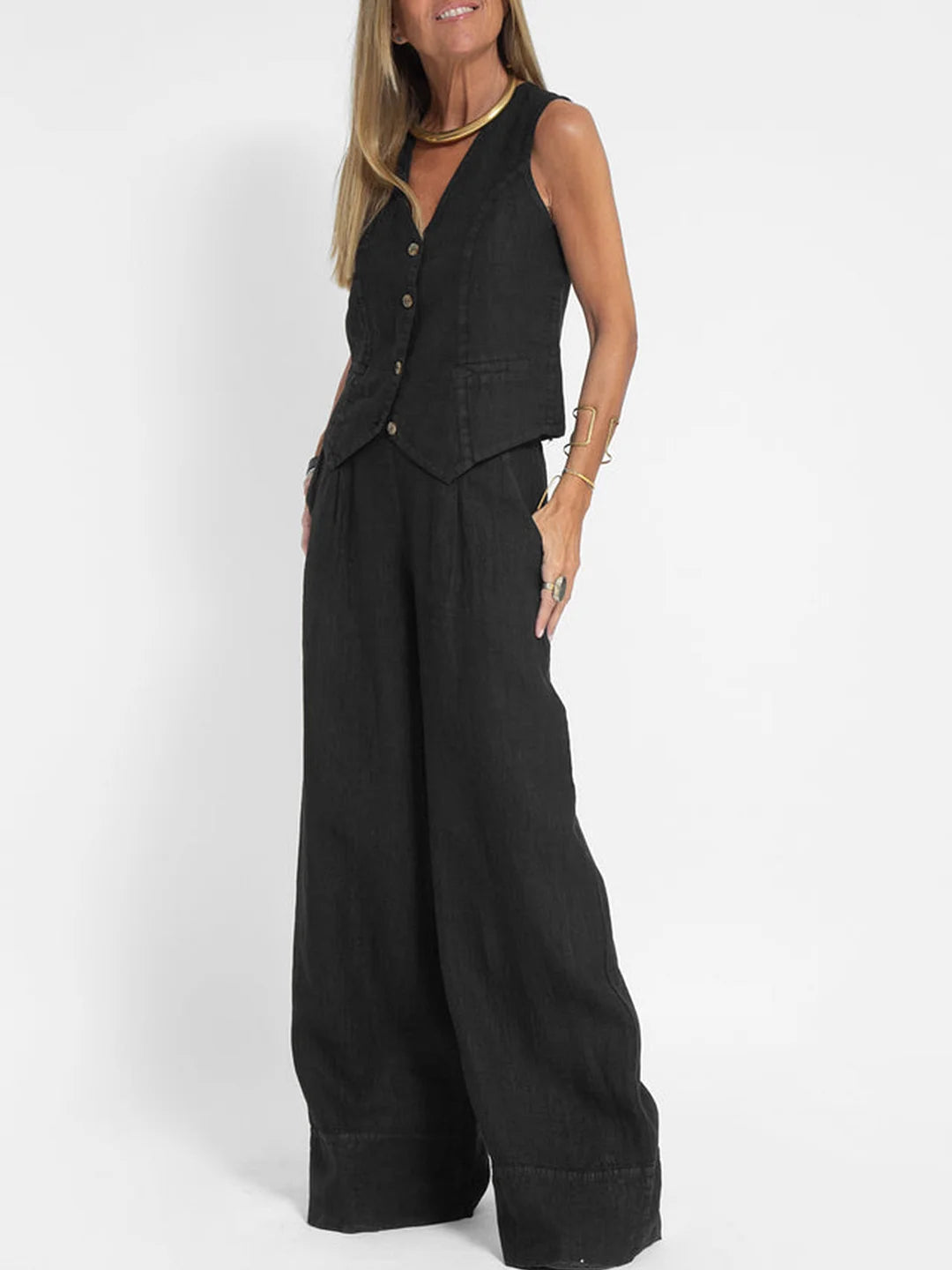 Sinclair™ | Buttoned Waistcoat and Wide Trousers