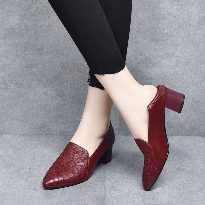 Sinclair™ | Soft Vegan Leather Embroidered Pumps