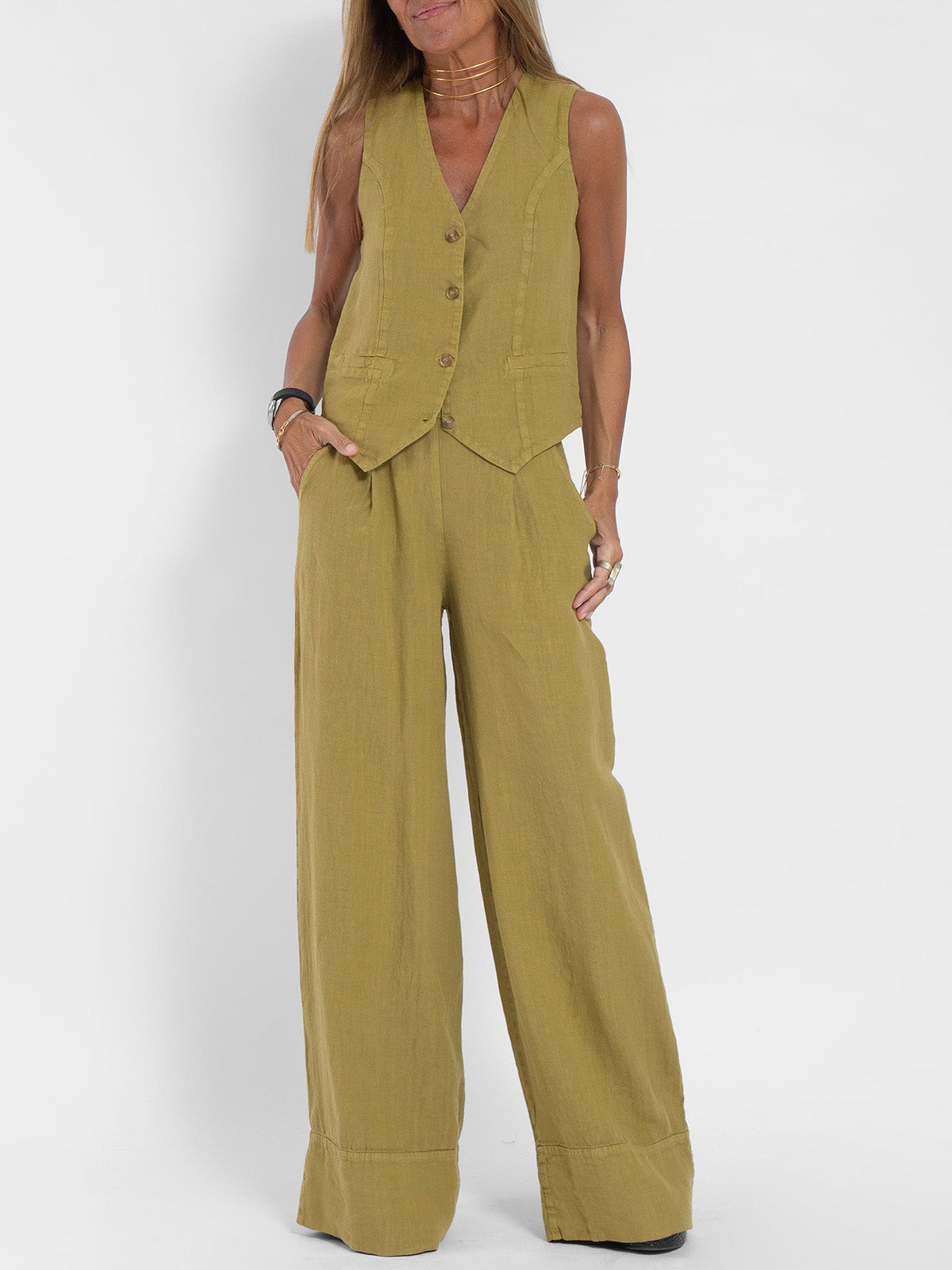 Sinclair™ | Buttoned Waistcoat and Wide Trousers