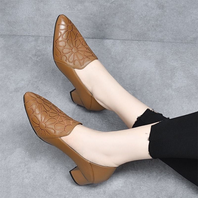 Sinclair™ | Soft Vegan Leather Embroidered Pumps