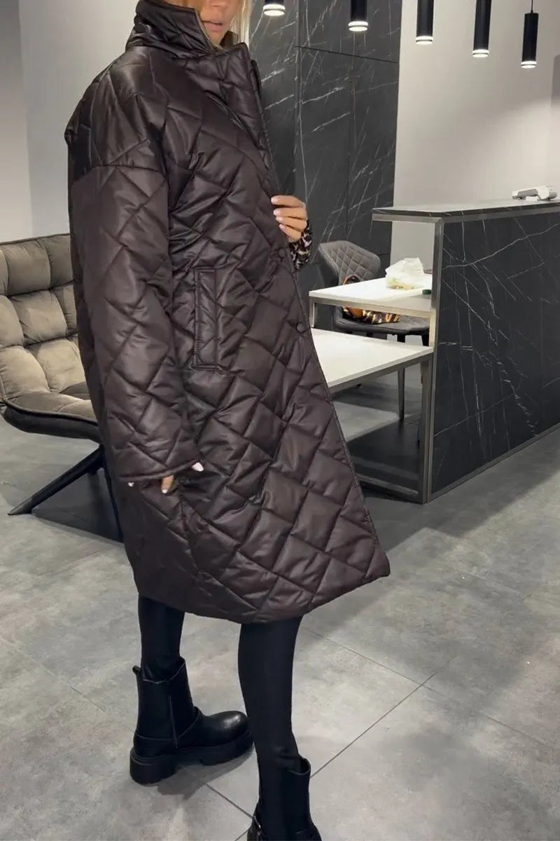 Sinclair™ | Quilted Mid-Length Coat with Leopard Lining
