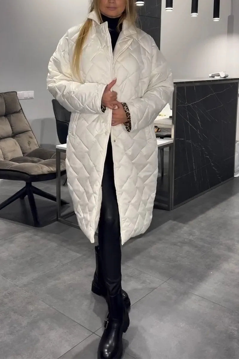 Sinclair™ | Quilted Mid-Length Coat with Leopard Lining