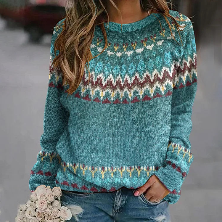 Sinclair™ | Peyton - Comfortable Retro Wave Pattern Sweatshirt