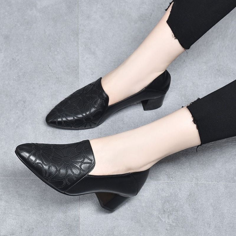 Sinclair™ | Soft Vegan Leather Embroidered Pumps
